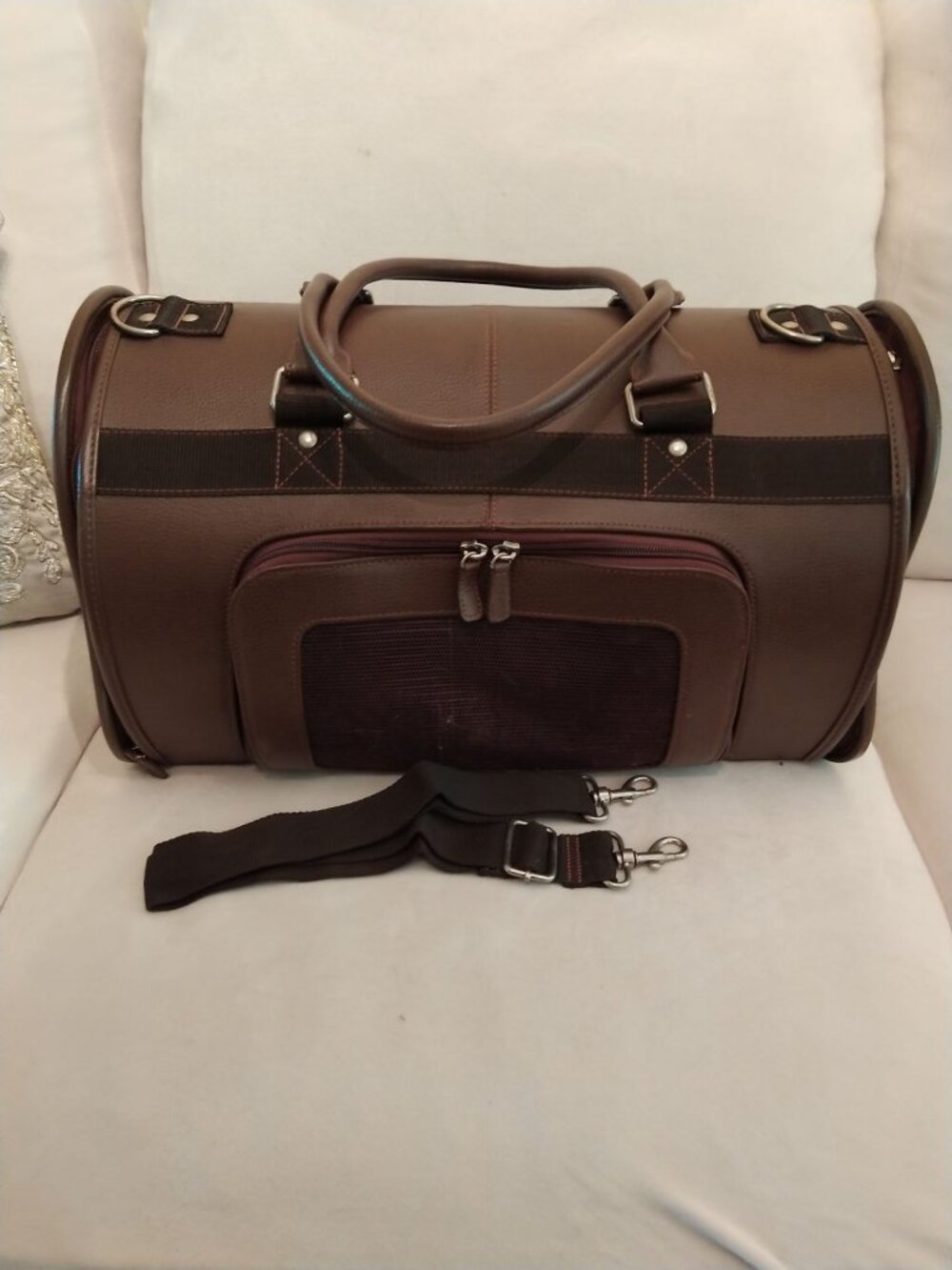 Vintage Faux Leather Pet Carrier GUC